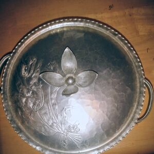 Elegant Silver Floral Tray